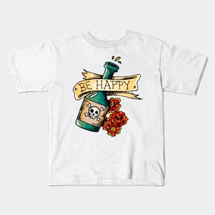 BE HAPPY: Poison Bottle and Roses Old Tattoo Concept Kids T-Shirt